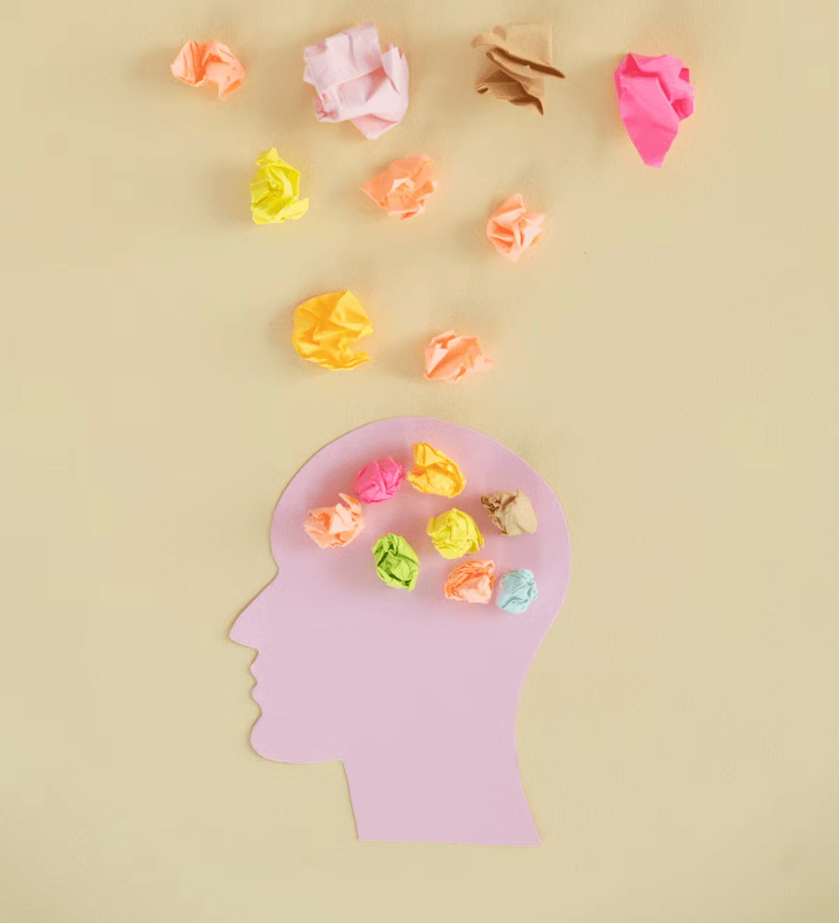 Colorful paper brain illustration